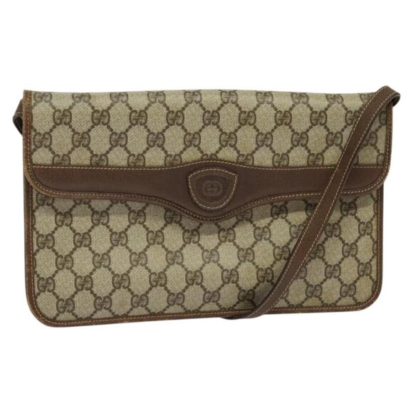 Authentic GUCCI GG Supreme Shoulder Bag PVC Beige Gold 004 904 0671